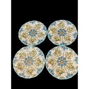 Le Cadeaux Allegra Melamine Appetizer Dessert Plates Blue 6.5 Inch Set of 4 EXC